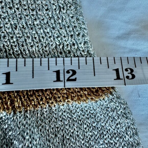 70s Vintage NWT Metallic Silver and Bronze Turtleneck Maxi Dress - Picture 14 of 16